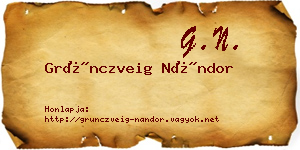 Grünczveig Nándor névjegykártya